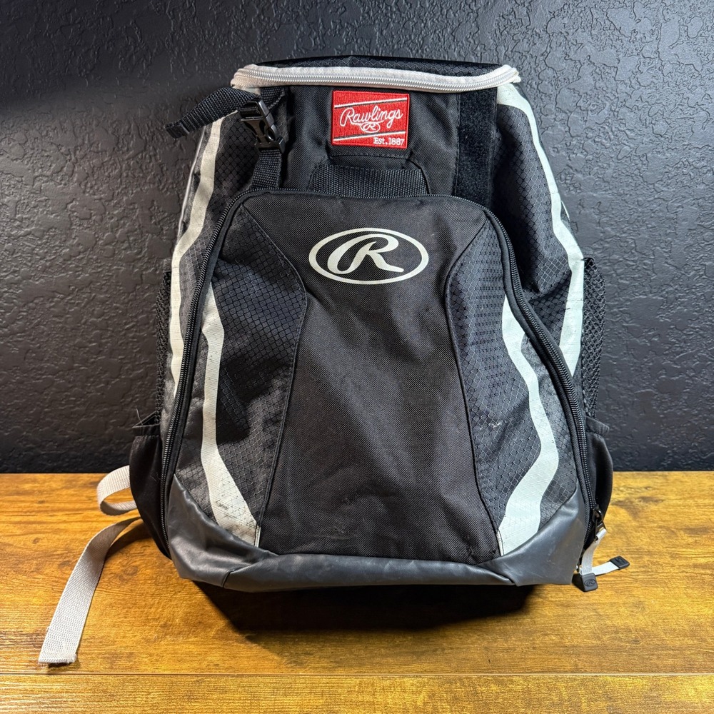 Rawlings R500 Black Grey Ripstop Polyester Baseball Softball Backpack OS